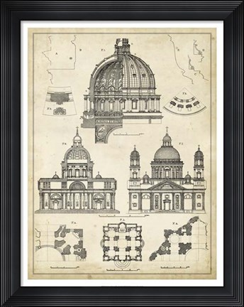 Framed Vintage Architect's Plan II Print