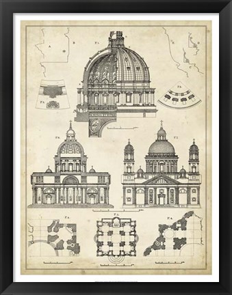 Framed Vintage Architect&#39;s Plan II Print