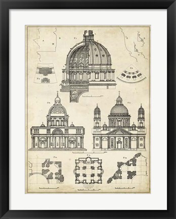 Framed Vintage Architect&#39;s Plan II Print