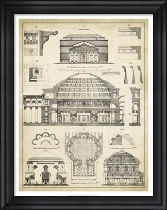 Framed Vintage Architect's Plan III Print
