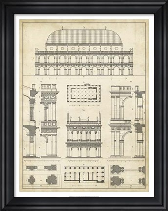 Framed Vintage Architect's Plan IV Print