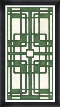 Framed Non-Embellished Emerald Deco Panel I Print