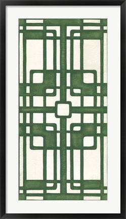 Framed Non-Embellished Emerald Deco Panel I Print