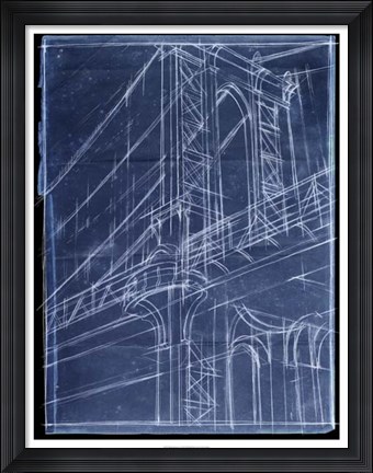 Framed Bridge Blueprint I Print