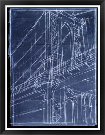 Framed Bridge Blueprint I Print