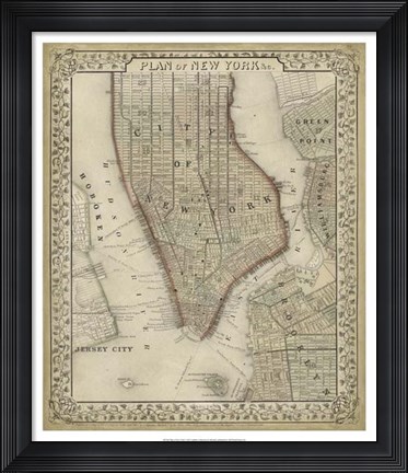 Framed Plan of New York Print