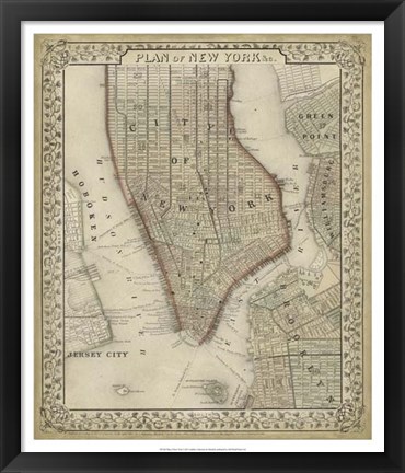 Framed Plan of New York Print