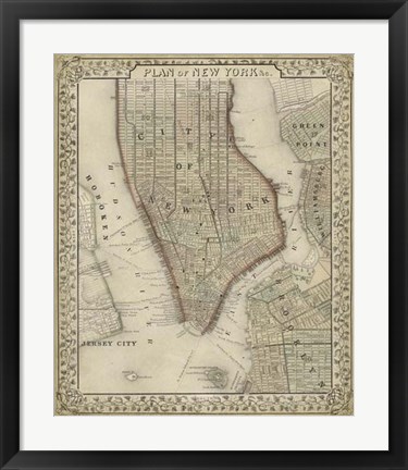 Framed Plan of New York Print