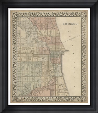 Framed Plan of Chicago Print