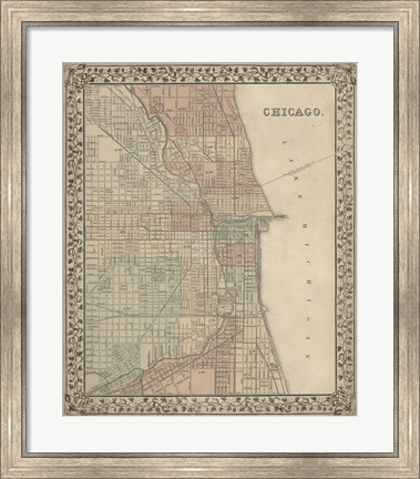 Framed Plan of Chicago Print