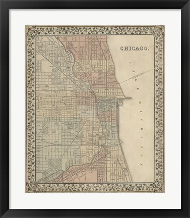 Framed Plan of Chicago Print