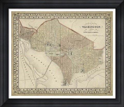 Framed Plan of Washington, D.C. Print