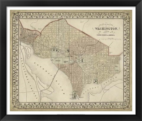 Framed Plan of Washington, D.C. Print