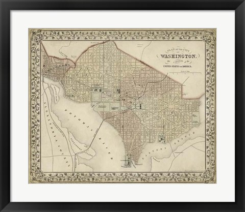 Framed Plan of Washington, D.C. Print