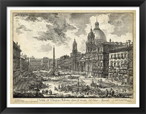 Framed Veduta di Piazza Navona Print