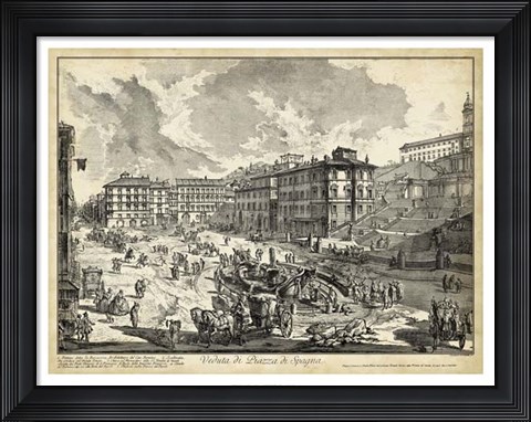 Framed Veduta di Piazza di Spagna Print