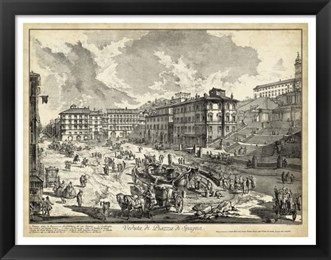 Framed Veduta di Piazza di Spagna Print