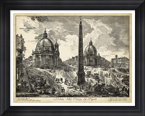 Framed Veduta della Piazza del Popolo Print