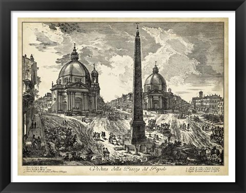 Framed Veduta della Piazza del Popolo Print