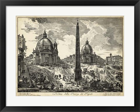 Framed Veduta della Piazza del Popolo Print