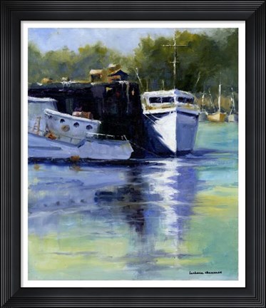 Framed Morning at the Marina Print