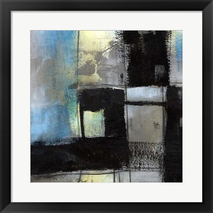 Framed Black on Blue II Print