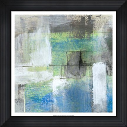 Framed White on Blue I Print