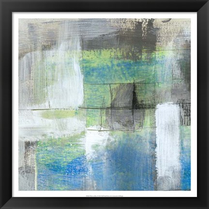 Framed White on Blue I Print
