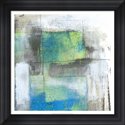 Framed White on Blue II Print
