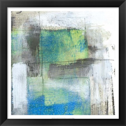 Framed White on Blue II Print