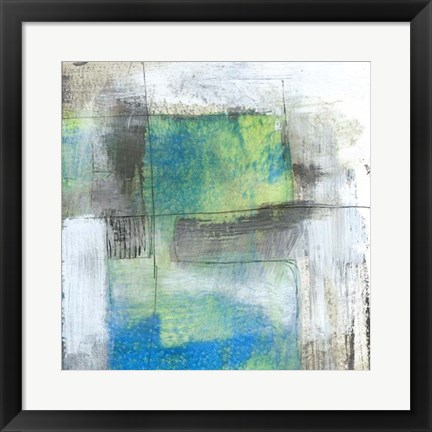 Framed White on Blue II Print
