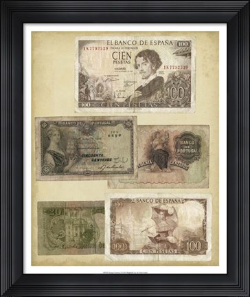 Framed Antique Currency I Print