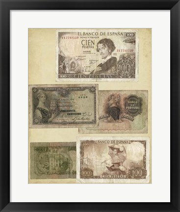 Framed Antique Currency I Print