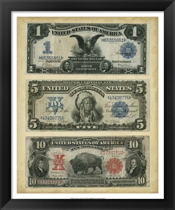 Framed Antique Currency VI Print