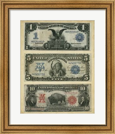 Framed Antique Currency VI Print