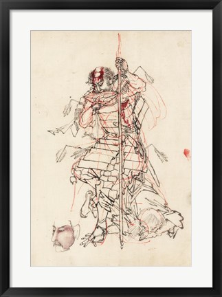 Framed Samurai Sketch Print