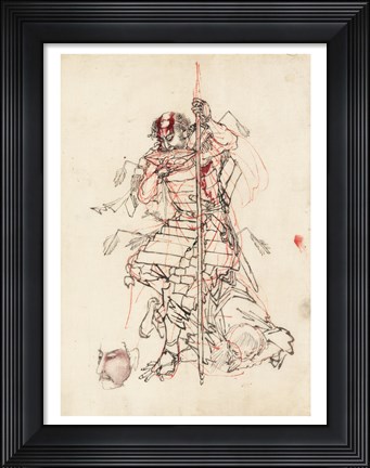 Framed Samurai Sketch Print