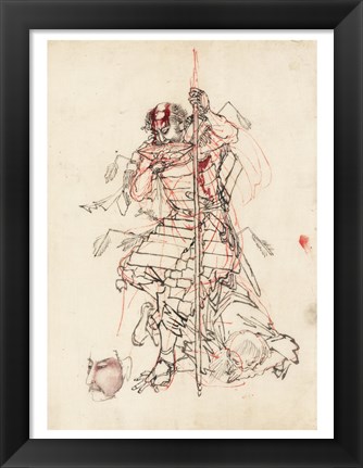 Framed Samurai Sketch Print