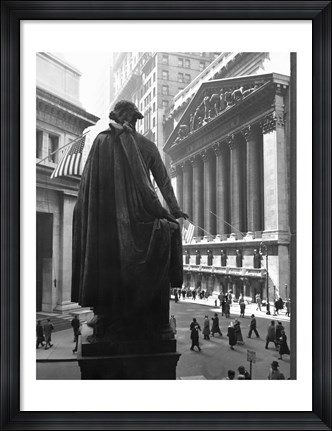 Framed George Washington Statue, New York Stock Exchange, Wall Street, Manhattan, New York City, USA Print