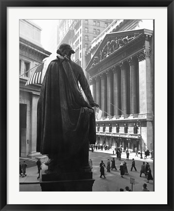 Framed George Washington Statue, New York Stock Exchange, Wall Street, Manhattan, New York City, USA Print