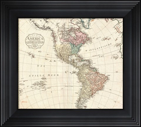 Framed 1795 D&#39;Anville Wall Map of South America Print