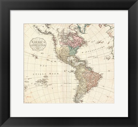 Framed 1795 D&#39;Anville Wall Map of South America Print