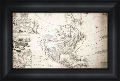 Framed John Lord Sommers Map of North America Print