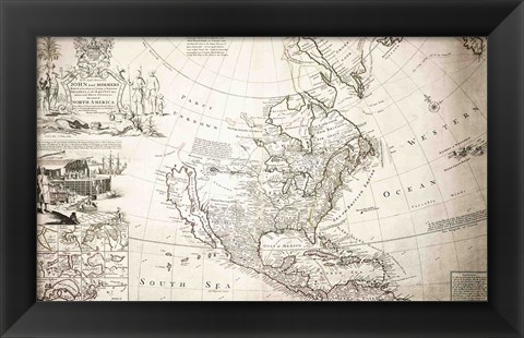 Framed John Lord Sommers Map of North America Print