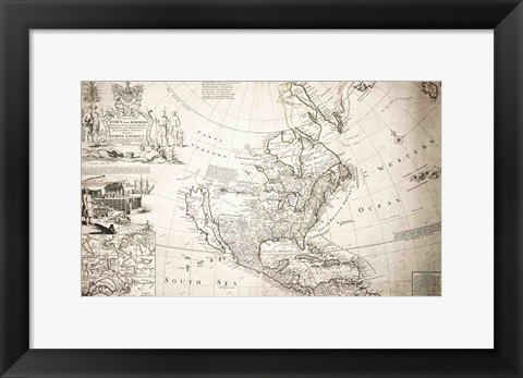 Framed John Lord Sommers Map of North America Print