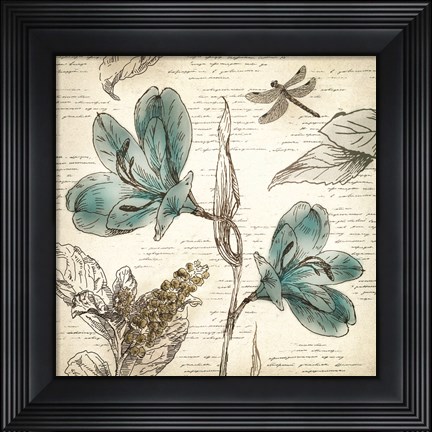 Framed Blooming Teal I Print