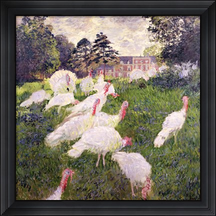 Framed Turkeys at the Chateau de Rottembourg, Montgeron, 1877 Print