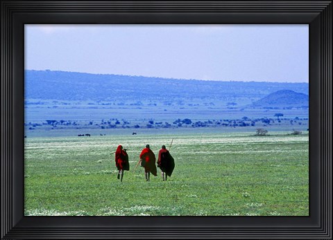 Framed Maasai on Serengeti Africa Print