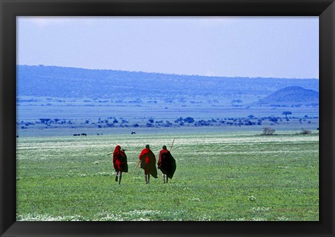 Framed Maasai on Serengeti Africa Print