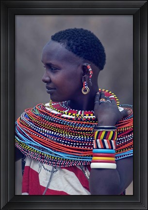 Framed Side profile of a Samburu tribal woman Print